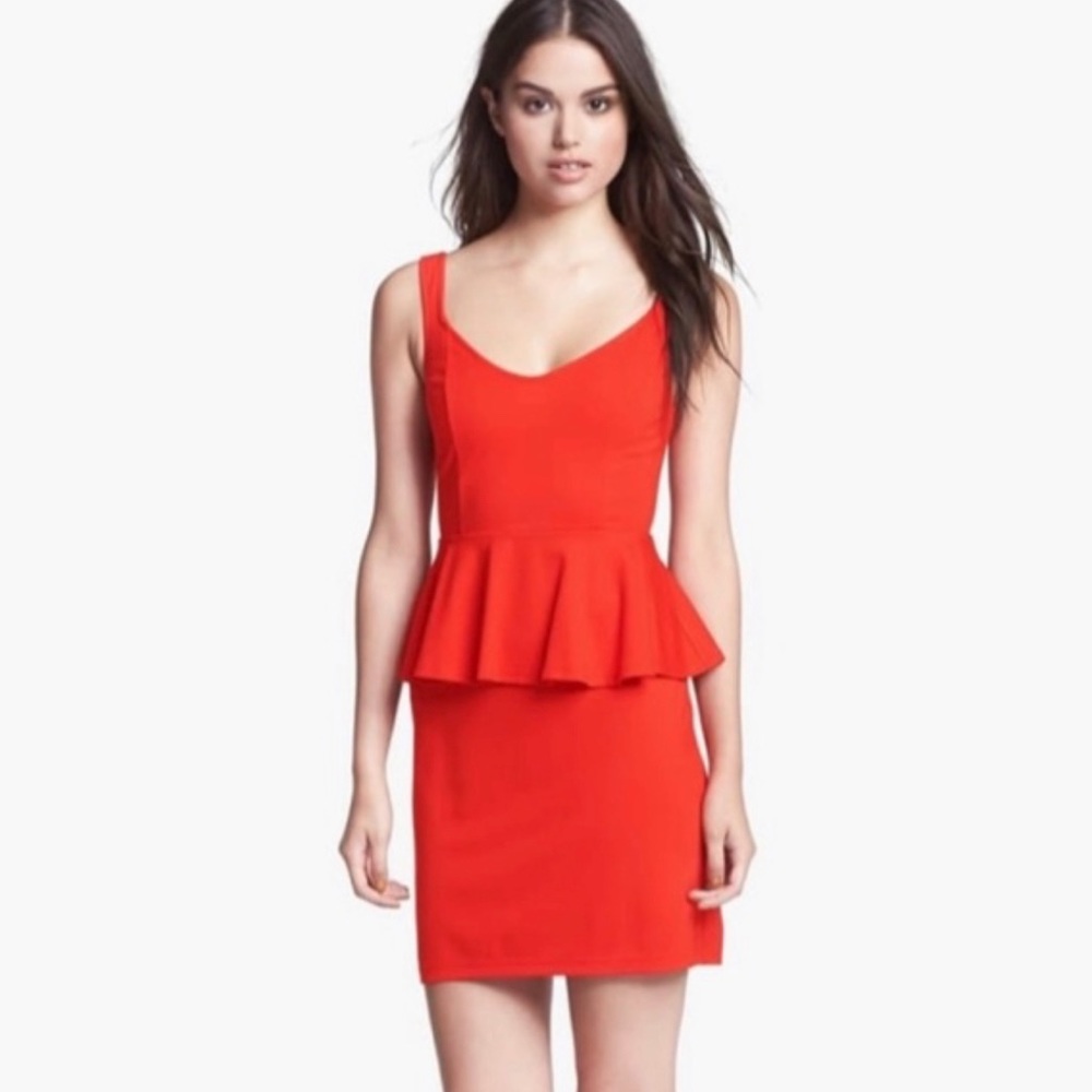 BB Dakota red peplum mini cocktail dress, size 0